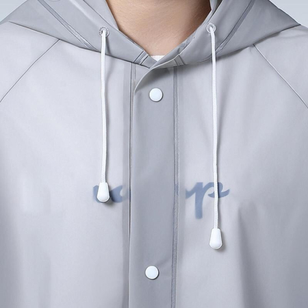 Pelerina de Ploaie, , pentru Adulti 150-180 cm, din EVA, Impermeabila, Rezistenta la Vant, Inchidere cu Capse, 140 g, Gri [2]