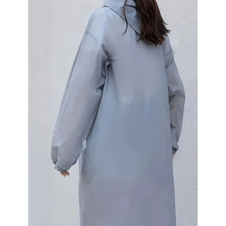 Pelerina de Ploaie, , pentru Adulti 150-180 cm, din EVA, Impermeabila, Rezistenta la Vant, Inchidere cu Capse, 140 g, Gri [5]