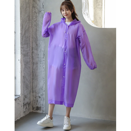 Pelerina de Ploaie, , pentru Adulti 150-180 cm, din EVA, Impermeabila, Rezistenta la Vant, Inchidere cu Capse, 140 g, Mov [2]