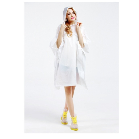 Pelerina de Ploaie, , pentru Adulti, EVA, Tip Poncho, Impermeabila, Rezistenta la Vant, Capse Laterale, 160 g, Alb [3]