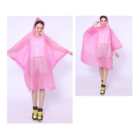 Pelerina de Ploaie, , pentru Adulti, EVA, Tip Poncho, Impermeabila, Rezistenta la Vant, Capse Laterale, 160 g, Roz [4]