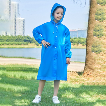 Pelerina de Ploaie, , pentru Copii 100-145 cm, din EVA, Impermeabila, Inchidere cu Capse, Albastru [4]