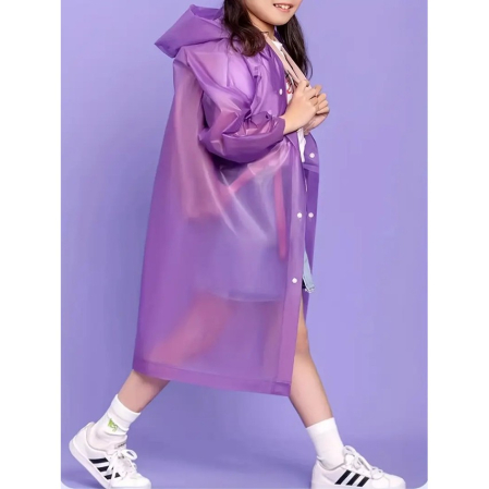 Pelerina de Ploaie, , pentru Copii 100-145 cm, din EVA, Impermeabila, Inchidere cu Capse, Mov [5]