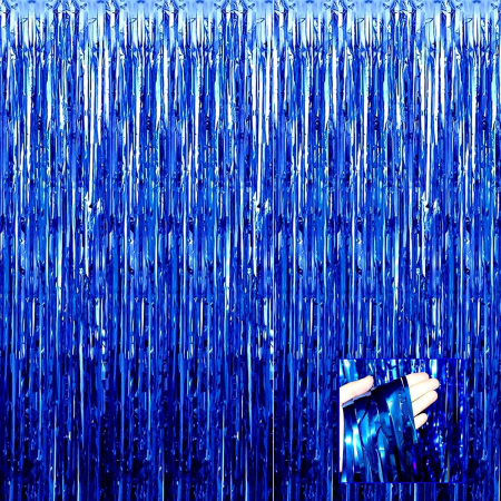 Perdea Franjurata, , Model Decor Petrecere, pentru Fundal de Poze, Amenajare Colorata a Petrecerii, Dimensiune 100x200 cm, Albastru Inchis [6]