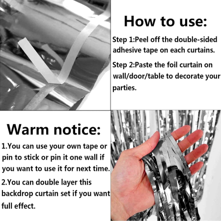 Perdea Franjurata, , Model Decor Petrecere, pentru Fundal de Poze, Amenajare Colorata a Petrecerii, Dimensiune 100x200 cm, Argintiu [5]