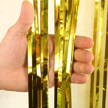 Perdea Franjurata, , Model Decor Petrecere, pentru Fundal de Poze, Amenajare Colorata a Petrecerii, Dimensiune 100x200 cm, Gold [3]