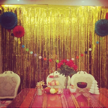 Perdea Franjurata, , Model Decor Petrecere, pentru Fundal de Poze, Amenajare Colorata a Petrecerii, Dimensiune 100x200 cm, Gold [5]