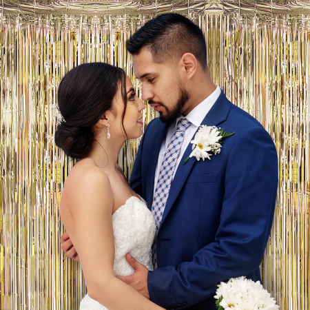 Perdea Franjurata, , Model Decor Petrecere, pentru Fundal de Poze, Amenajare Colorata a Petrecerii, Dimensiune 100x200 cm, Gold Sampanie [3]