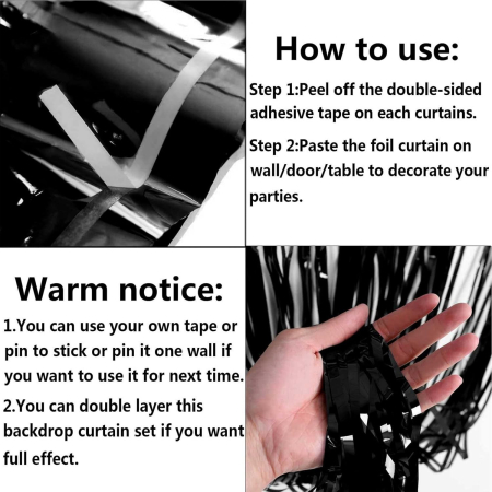 Perdea Franjurata, , Model Decor Petrecere, pentru Fundal de Poze, Amenajare Colorata a Petrecerii, Dimensiune 100x200 cm, Negru [5]