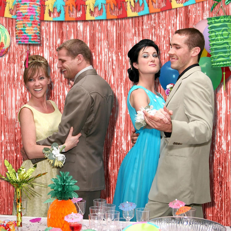 Perdea Franjurata, , Model Decor Petrecere, pentru Fundal de Poze, Amenajare Colorata a Petrecerii, Dimensiune 100x200 cm, Rose Gold [2]