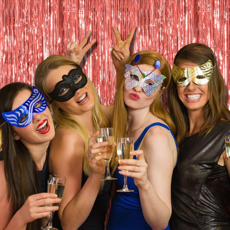 Perdea Franjurata, , Model Decor Petrecere, pentru Fundal de Poze, Amenajare Colorata a Petrecerii, Dimensiune 100x200 cm, Rose Gold [5]