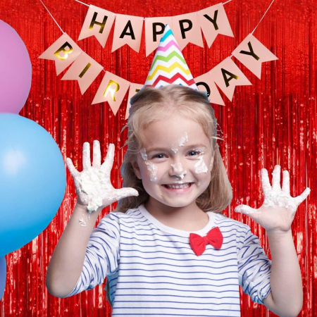 Perdea Franjurata, , Model Decor Petrecere, pentru Fundal de Poze, Amenajare Colorata a Petrecerii, Dimensiune 100x200 cm, Rosu [6]