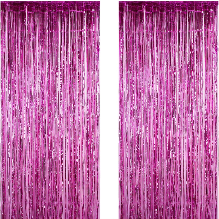 Perdea Franjurata, , Model Decor Petrecere, pentru Fundal de Poze, Amenajare Colorata a Petrecerii, Dimensiune 100x200 cm, Roz Inchis [1]