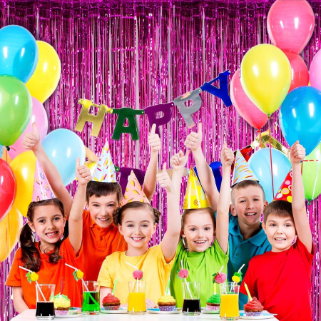 Perdea Franjurata, , Model Decor Petrecere, pentru Fundal de Poze, Amenajare Colorata a Petrecerii, Dimensiune 100x200 cm, Roz Inchis [2]