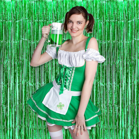 Perdea Franjurata, , Model Decor Petrecere, pentru Fundal de Poze, Amenajare Colorata a Petrecerii, Dimensiune 100x200 cm, Verde [3]