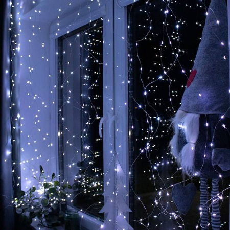 Perdea luminoasa 300 LED-uri, 3m, pentru interior/exterior, telecomanda, iluminare alba [9]