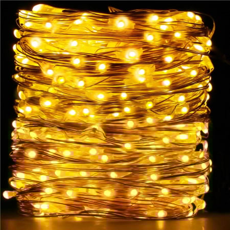 Perdea luminoasa 300 LED-uri, 3m, pentru interior/exterior, telecomanda, iluminare galbena [7]