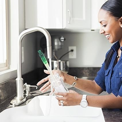 Perie 5 in 1 de Curatat Pahare, Cani, Sticle, , cu Maner Lung, Accesorii pentru Spalarea Paielor si Capacelor, Usor de Agatat, 36x7x7cm, Verde-Alb [5]