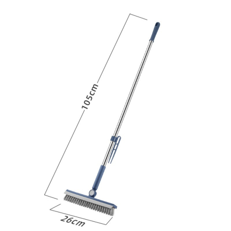 Perie de Curatare pentru Podele si Rosturi, , Lungime Maner 105 cm, Capat Pivotant 180 Grade, Peri din PP, Otel si Plastic, Cleste pentru Scame si Par Inclus, Albastru [4]