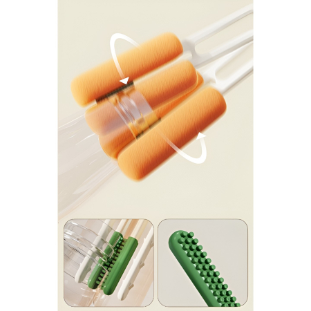 Perie de Curatat Pahare, Cani, Sticle, , cu Maner Lung si Burete, Accesorii pentru Spalarea Paielor si Capacelor, usor de Agatat, 27.5x11.4x6cm, Alb [2]