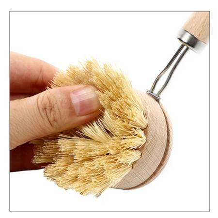 Perie de Curatat Vase si Alimente, , din Lemn de Fag cu Coada, 24 x 5.8 cm, Perie din Sisal, Crem [2]