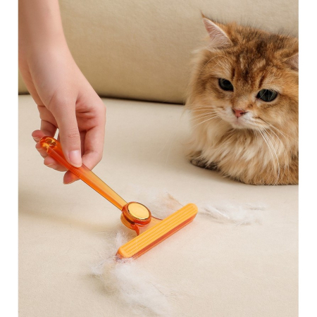 Perie de Indepartare a Scamelor, , pentru Haine si Par de Animale, cu Doua Fete, Manual, Multifunctional, 12x14.5 cm, Accesoriu pentru Casa, Portocaliu [9]