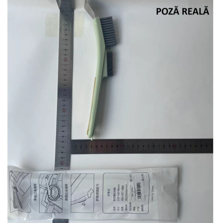 Perie de Sarma pentru Bucatarie, , din Doua Bucati, Maner Lung cu Gaura de Prindere, Peri din Otel, Anti-Reziduu, Anti-Murdarie, 24.5x2.7x6.7cm, Verde [6]