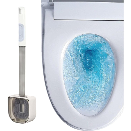 Perie de Toaleta, , cu Recipient pentru Detergent, din Plastic+TPR, Montare fara Perforare, 40 x 9 cm, Alb [2]