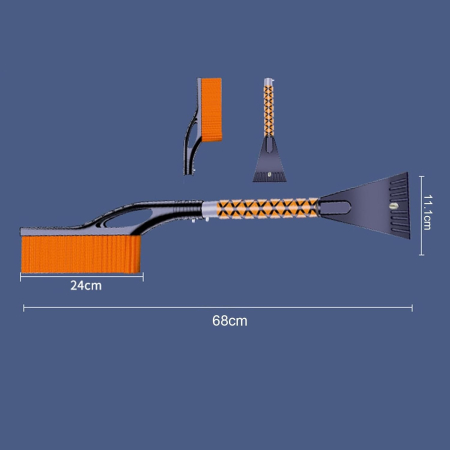 Perie de Zapada cu Racleta pentru Masina, , Multifunctionala, Demontabila, cu Maner Antiderapant, Aluminiu, Plastic, Fragmentarea Ghetii de pe Parbriz, Solutia pentru Iarna, pentru Dezghetare, 68x24x11.1 cm, Portocaliu [8]