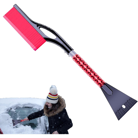 Perie de Zapada cu Racleta pentru Masina, , Multifunctionala, Demontabila, cu Maner Antiderapant, Aluminiu, Plastic, Fragmentarea Ghetii de pe Parbriz, Solutia pentru Iarna, pentru Dezghetare, 68x24x11.1 cm, Rosu [7]