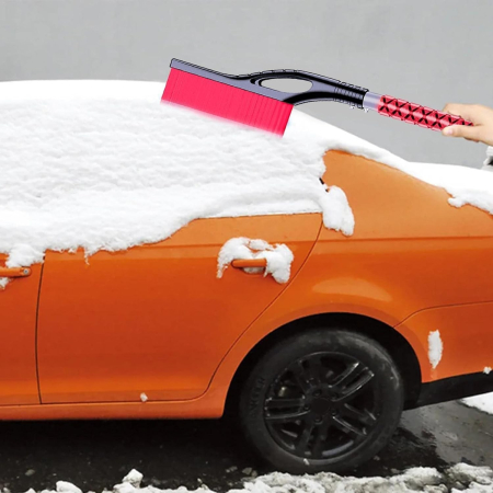 Perie de Zapada cu Racleta pentru Masina, , Multifunctionala, Demontabila, cu Maner Antiderapant, Aluminiu, Plastic, Fragmentarea Ghetii de pe Parbriz, Solutia pentru Iarna, pentru Dezghetare, 68x24x11.1 cm, Rosu [6]
