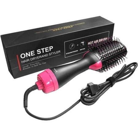 ✨TOATE PRODUSELE✨ - Perie Electrica de Par Fixa, , pentru Volum, Ceramica, 3 Setari de Temperatura, 1000W, pentru Toate Tipurile de Par, Negru-Roz