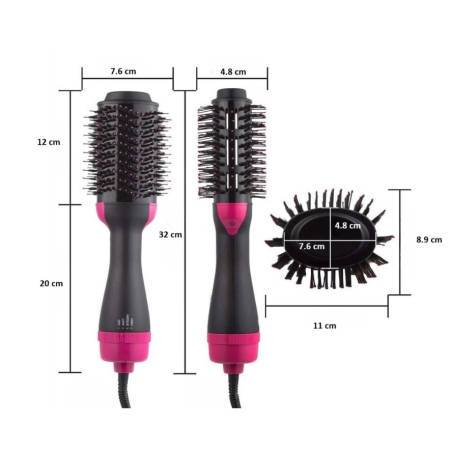 Perie Electrica de Par Fixa, , pentru Volum, Ceramica, 3 Setari de Temperatura, 1000W, pentru Toate Tipurile de Par, Negru-Roz [10]