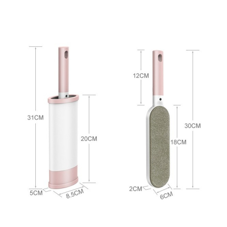 Perie Electrostatica, , Pentru Curatarea Parului/Scamelor de pe Haine si Tapiterii, 2 Fete, Autocuratare, 31 x 8.5 cm, Roz [1]