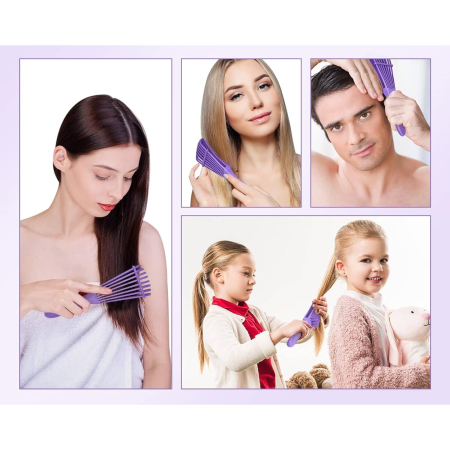 Perie Flexibila, , pentru Descurcat Par Cret/Umed si Uscat, 8 Brate Mobile, din TPE, 24.5 x 4.5 x 2 cm, Mov [1]