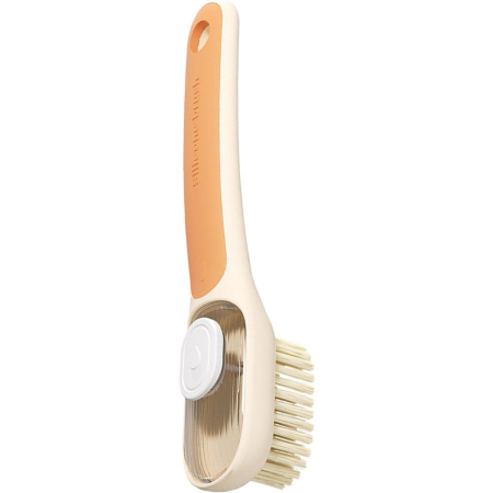 Perie Multifunctionala 2 in 1, , Perie Densa/Perie din Piele de Caprioara, cu Recipient Lichid, Maner Lung, 20.1x 4.3 x 5 cm, Portocaliu [6]