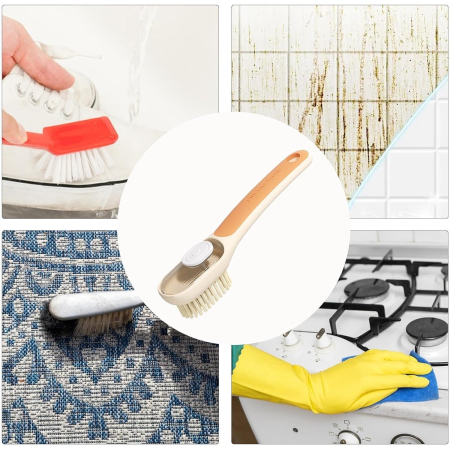 Perie Multifunctionala 2 in 1, , Perie Densa/Perie din Piele de Caprioara, cu Recipient Lichid, Maner Lung, 20.1x 4.3 x 5 cm, Portocaliu [4]