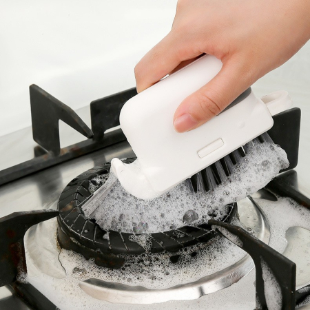 Perie Multifunctionala 3 in 1 de Curatare, , pentru Bucatarie, Vesela, Geamuri, Cap Detasabil, 9x15x2.5 cm, Gri [4]