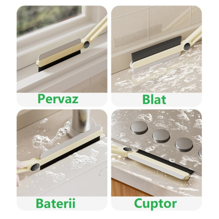 Perie Multifunctionala si Stergator, , Pentru Spatii Greu Accesibile, 24.7 x 4.5 cm, Alb [3]