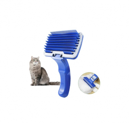 Perie pentru Pieptanat Blana Animale de Companie cu Sistem Mecanic pentru Indepartarea Firelor de Par, PVC, Premium [14]