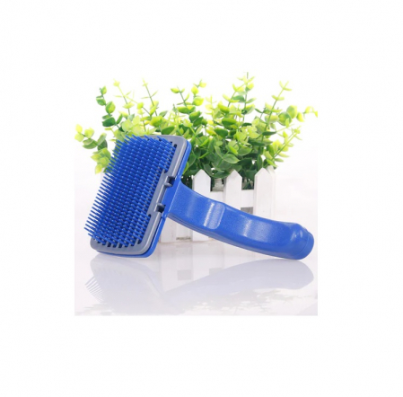 Perie pentru Pieptanat Blana Animale de Companie cu Sistem Mecanic pentru Indepartarea Firelor de Par, PVC, Premium [12]