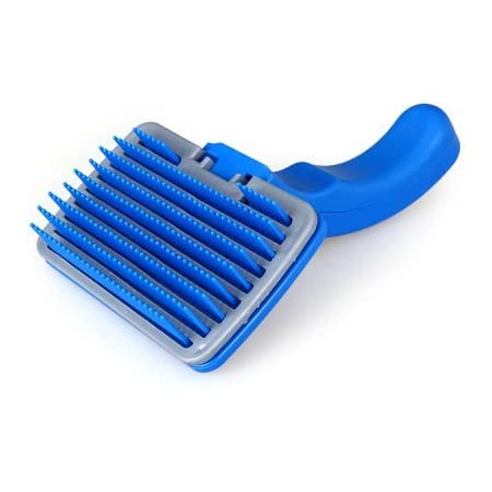 Perie pentru Pieptanat Blana Animale de Companie cu Sistem Mecanic pentru Indepartarea Firelor de Par, PVC, Premium [5]