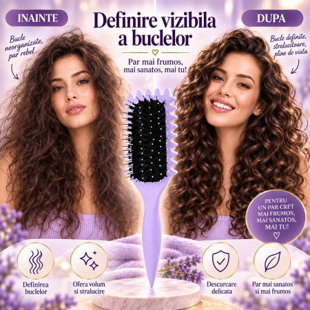 Perie profesionala ORIGINAL DEALS pentru par cret si ondulat, definire bucle, 24.5 x 7 x 4.3 cm, mov [7]