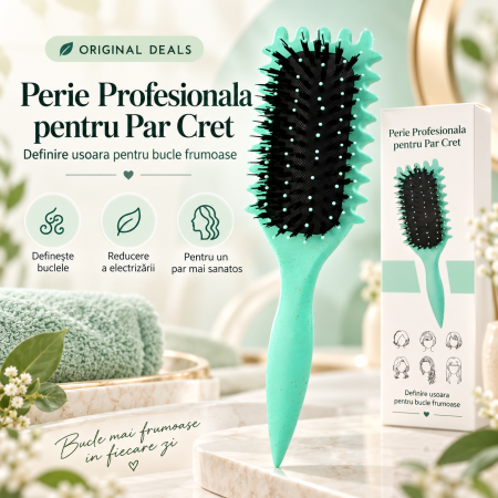 Masini de Tuns & Accesorii - Perie ORIGINAL DEALS pentru definirea buclelor, par cret si ondulat, 24.5 x 7 x 4.3 cm, verde