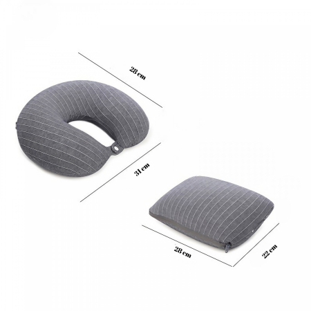 Perna de calatorie, , 2 in 1, cu Particule de Spuma cu Memorie, Gri [6]