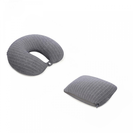 Perna de calatorie, , 2 in 1, cu Particule de Spuma cu Memorie, Gri [1]