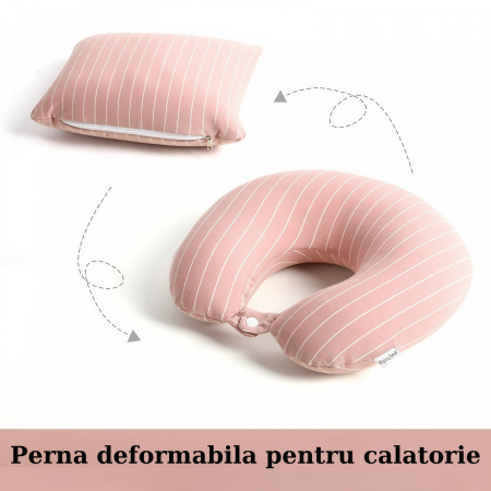 ✨TOATE PRODUSELE✨ - Perna de calatorie, , 2 in 1, cu Particule de Spuma cu Memorie, Roz