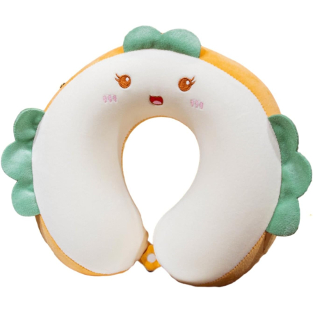 Perne Voiaj, Paturi si Textile - Perna de Calatorie in Forma de U, , Pentru Gat si Cap, Umplutura din Spuma cu Memorie, 30x30 cm, Model Burger, Accesoriu de Voiaj, Birou, Masina, Sistem Prindere Capse, Alb