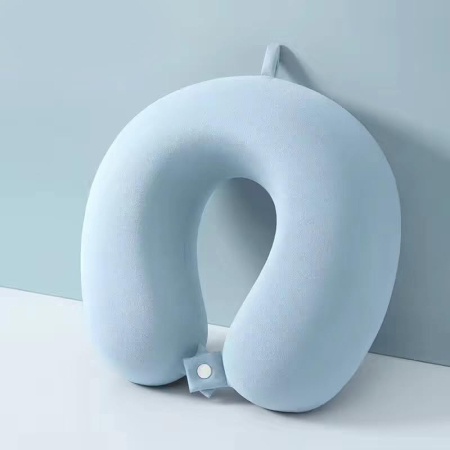 Perna de Calatorie in Forma de U, , Pentru Gat si Cap, Umplutura din Spuma cu Memorie, 30x30 cm, Sistem Prindere Capse, Cutie de Depozitare, Bleu [4]