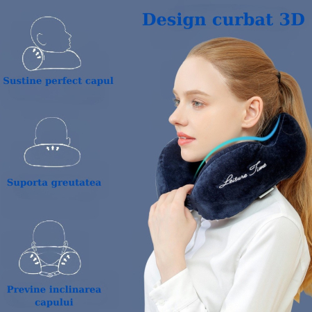 Perna de Calatorie, , Pentru Gat, din Bumbac, cu 4 Cocoase, Ajustabila, Albastru [4]